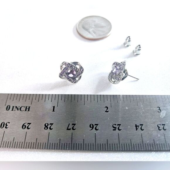 Amethyst  Stud Push Back Earrings on 925 Sterling Silver - Picture 9 of 11